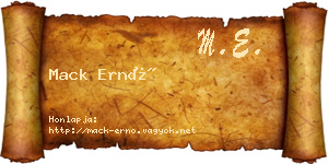 Mack Ernő névjegykártya